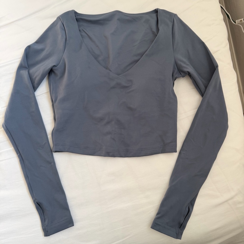 Gilly Hicks Active Recharge V-Neck Plunge Long Sleeve Top